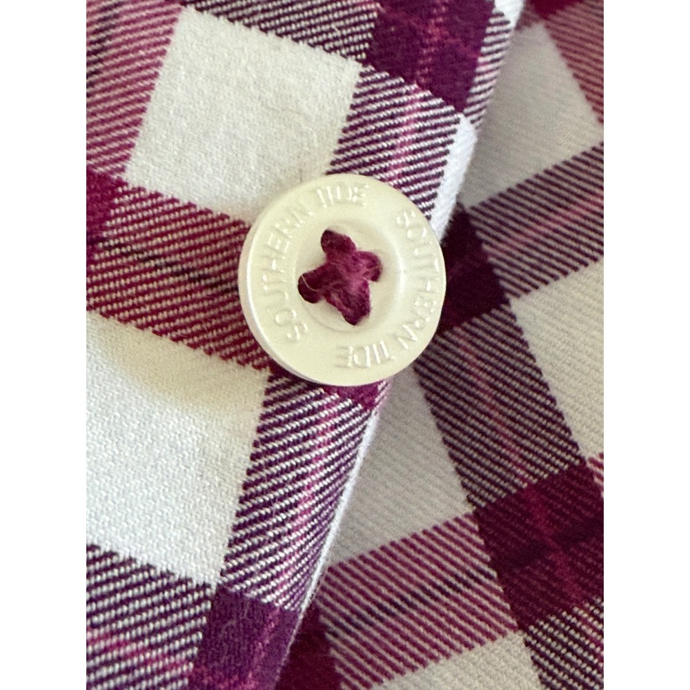 Southern Tide Mens Classic Fit Gingham Button Down Shirt Burgundy White Large - Picture 2 of 10
